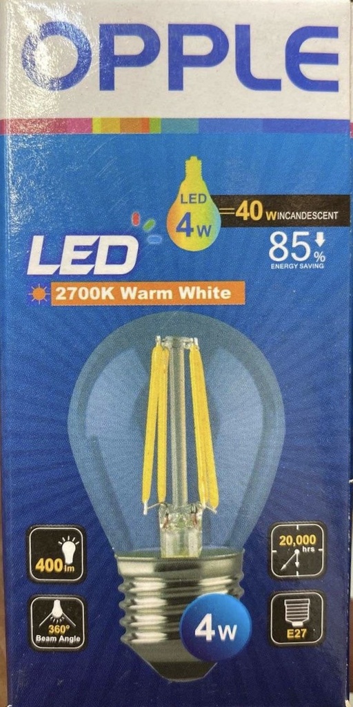 OPPLE LED FILAMENT BULB E27 4W 2700K