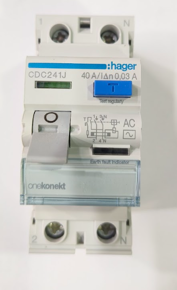 HAGER RCCB (ELCB) 2P 30MA 40A (CDC241J)