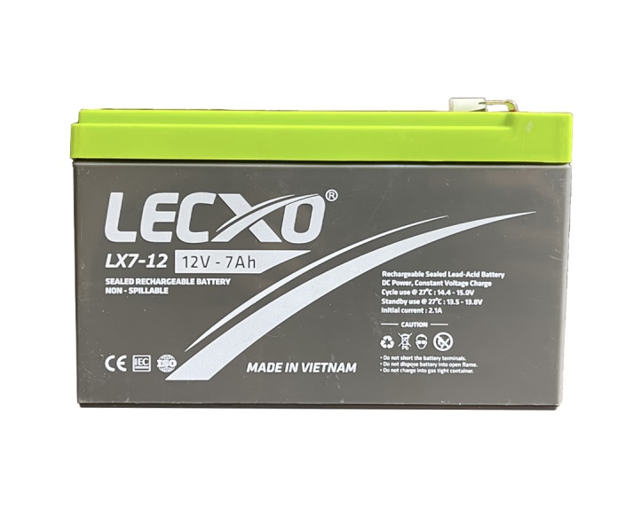 LECXO Sealed Rechargeable Battery - 12V 7AH (L-5.95", W-2.56", H-3.92")