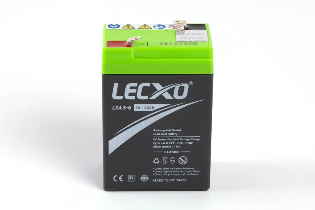 LECXO Sealed Rechargeable Battery - 6V 4.5AH (L-2.76", W-1.85", H-4.17")