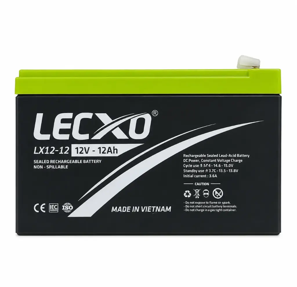 LECXO Sealed Rechargeable Battery - 12V 12AH (L-5.95", W-3.86", H-3.98")
