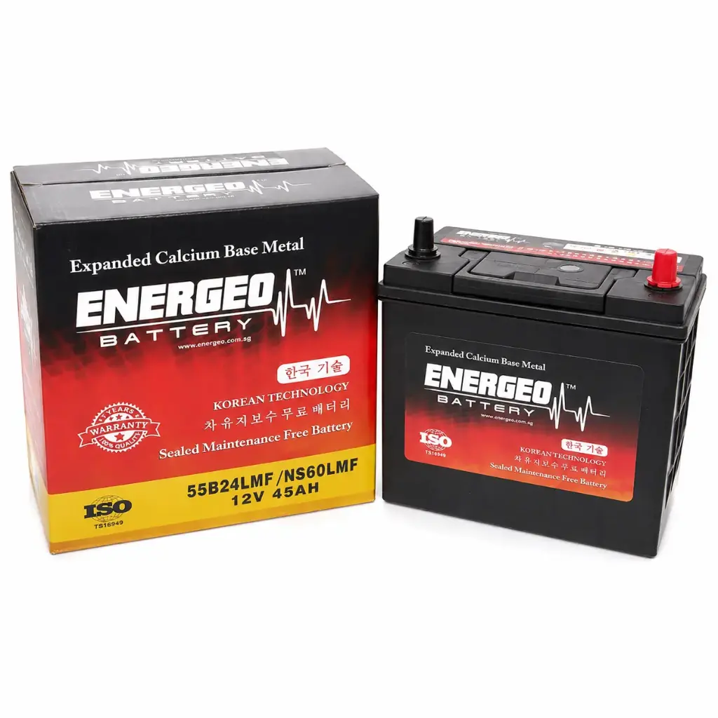 ENERGEO MF BATTERY 12V 45AH 55B24L CCA:380amp (L-9.29", W-5.03", H: 7.87")