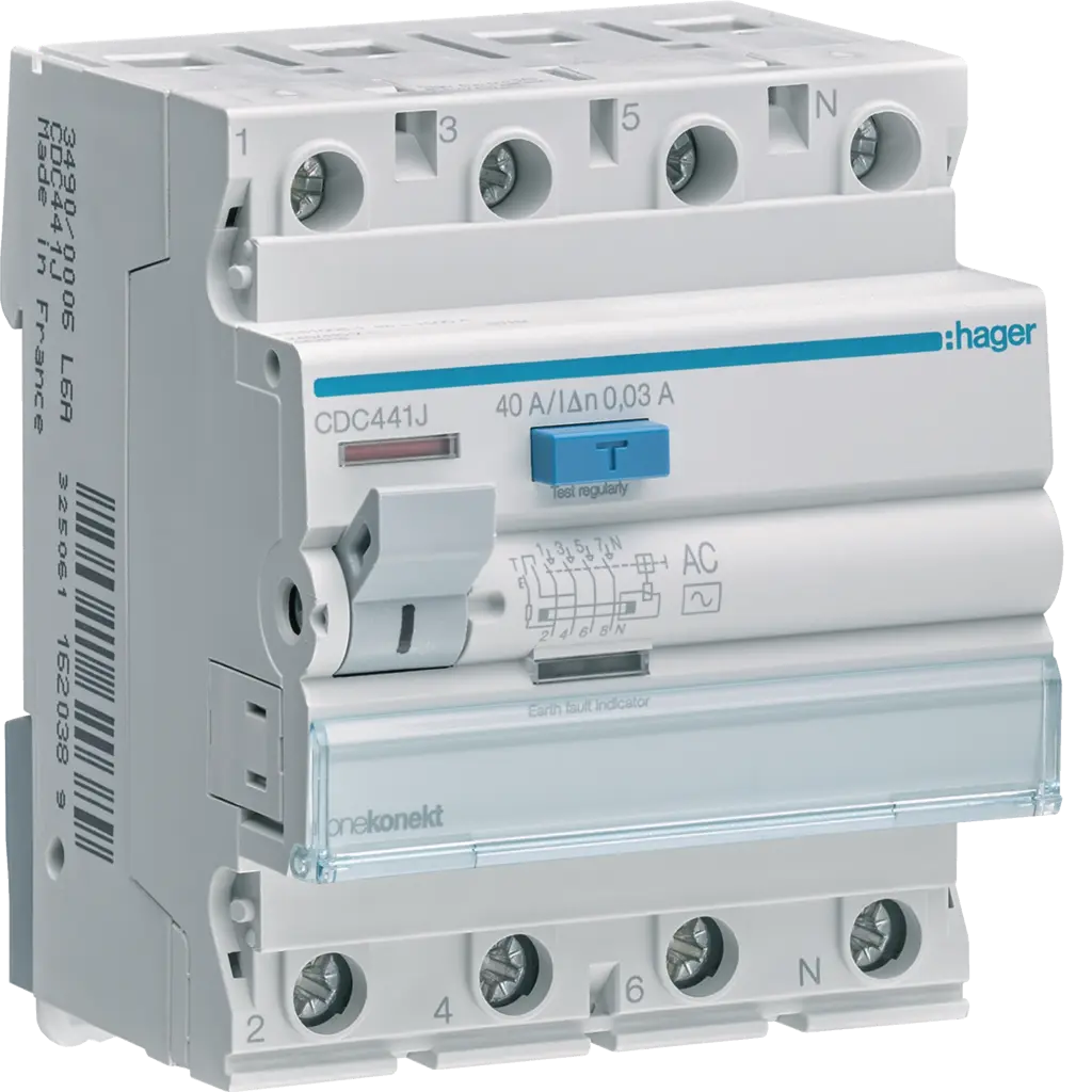 HAGER RCCB (ELCB) 4P 30MA 40A (CDC441J)