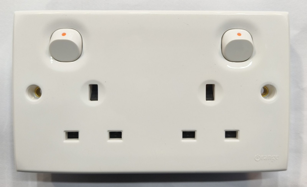 ORANGE 13A TWIN SOCKET 2 GANG