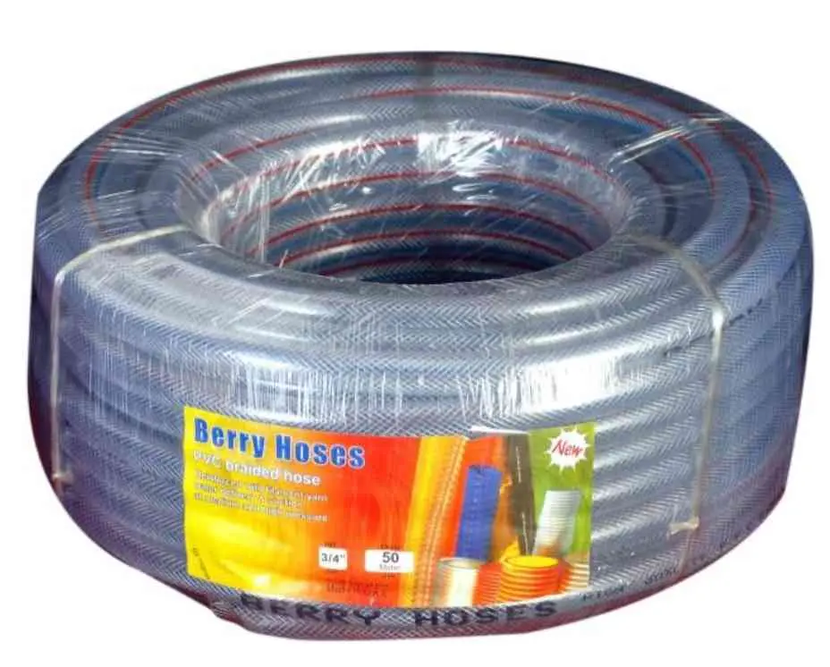 BERRY PVC Braided Hose Blue & Clear 1/2" -50Mtr