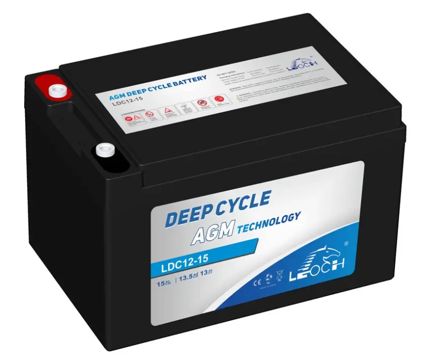 LEOCH DEEP CYCLE AGM BATTERY 12V 15AH LDC12-15 (L-5.96", W-3.92", H-3.87")