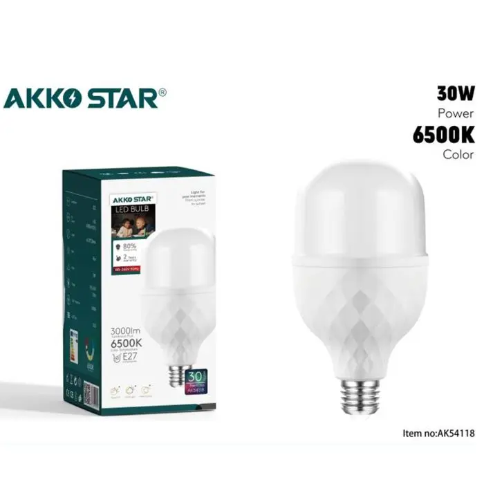 Akko Star AK54118 Led Bulb E27 30W 6500K (DAY LIGHT)