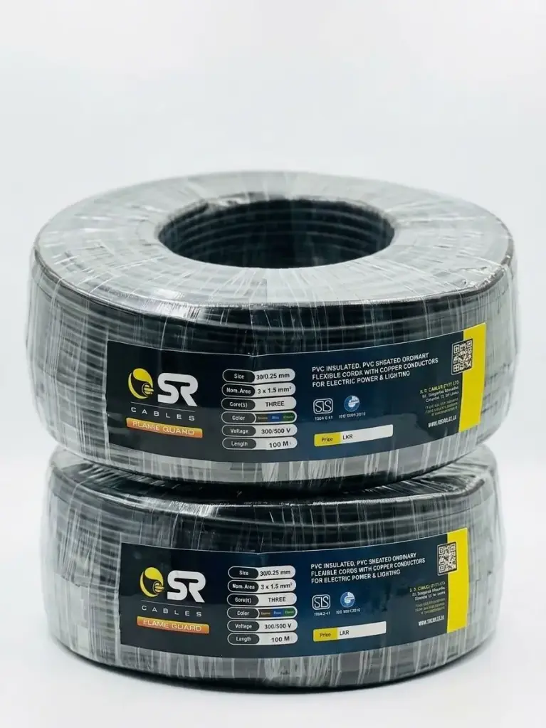FLEXIBLE CABLE BLACK 1.5MM 3 CORE X 100 MTR (SR)
