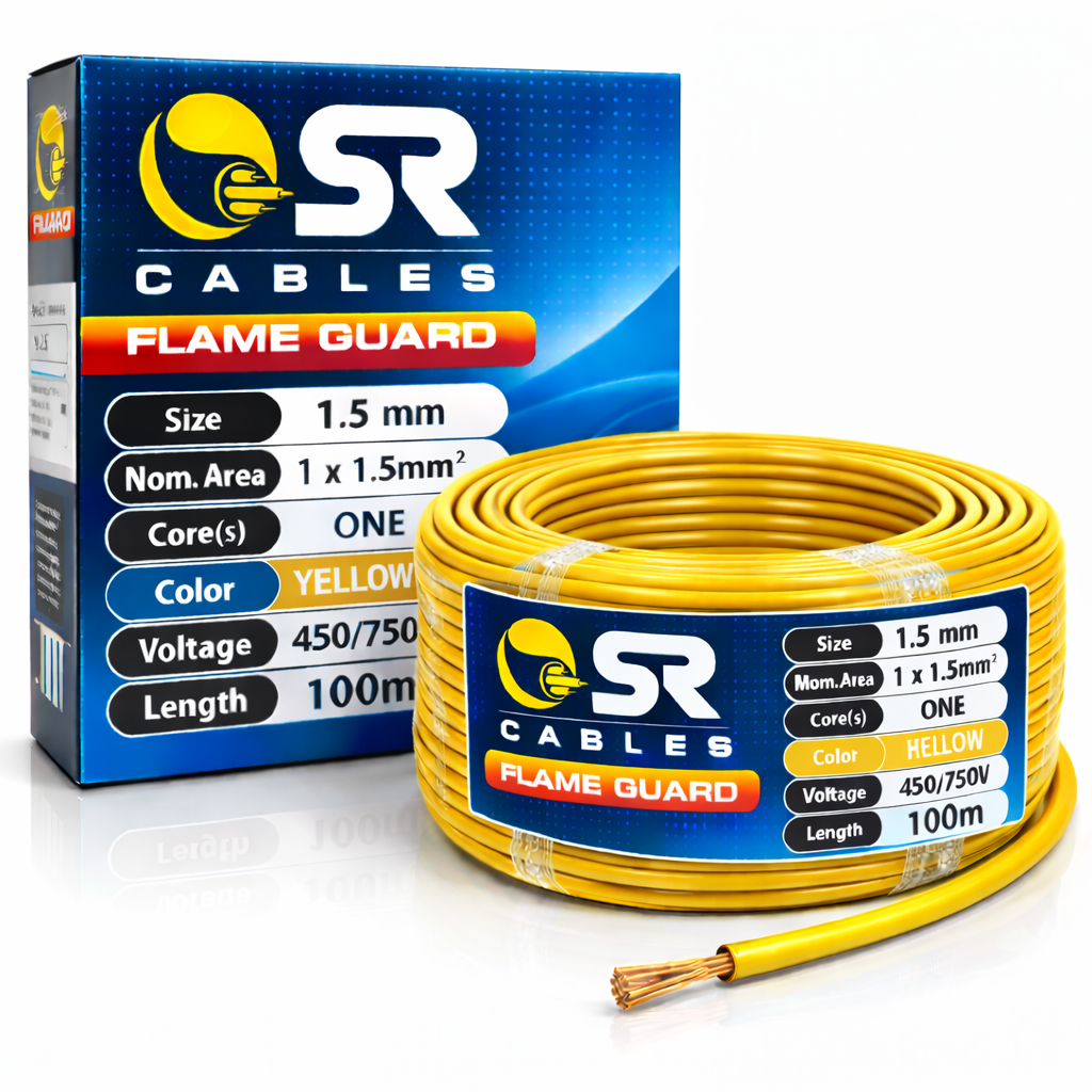 Electric Cable 1.5mm Yellow - 100 Mtr (SR)