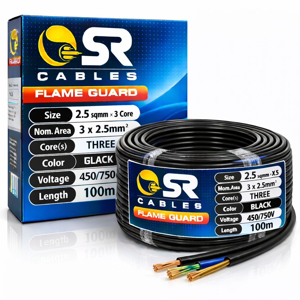 FLEXIBLE CABLE BLACK 2.5MM 3 CORE X 100 MTR (SR)