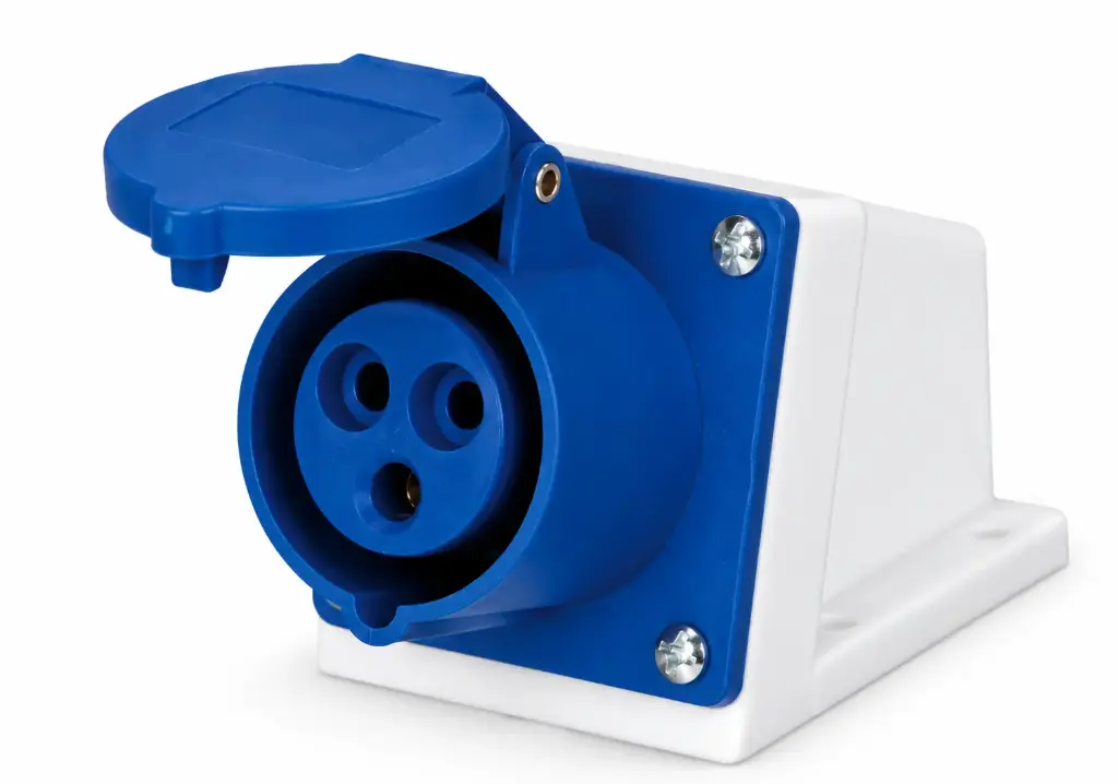 INDUSTRIAL FEMALE SOCKET 16AMP 3 PIN (BLUE AND WHITE)