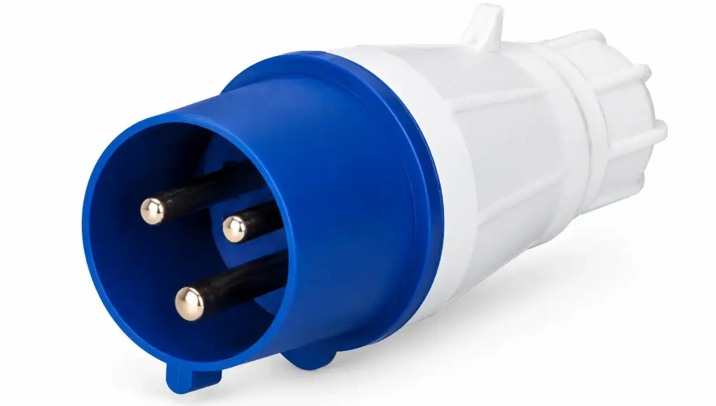 INDUSTRIAL MALE PLUG 32AMP 3 PIN IP44 (BLUE AND WHITE)