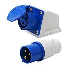 INDUSTRIAL SOCKET 32AMP 3 PIN IP44 (BLUE AND WHITE)