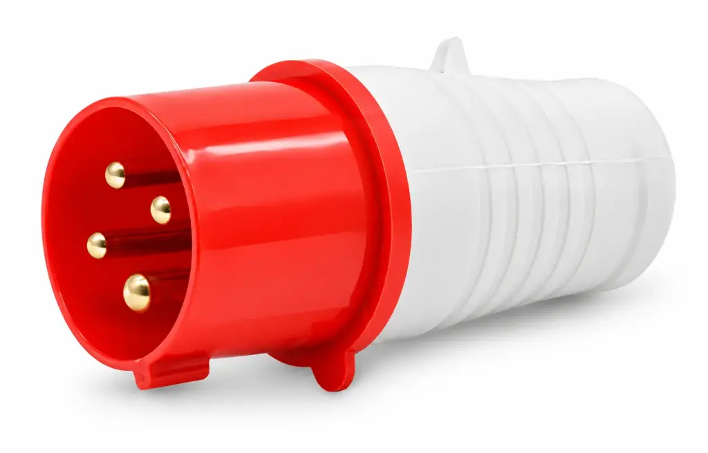 INDUSTRIAL MALE PLUG 32AMP 4 PIN (RED AND WHITE)