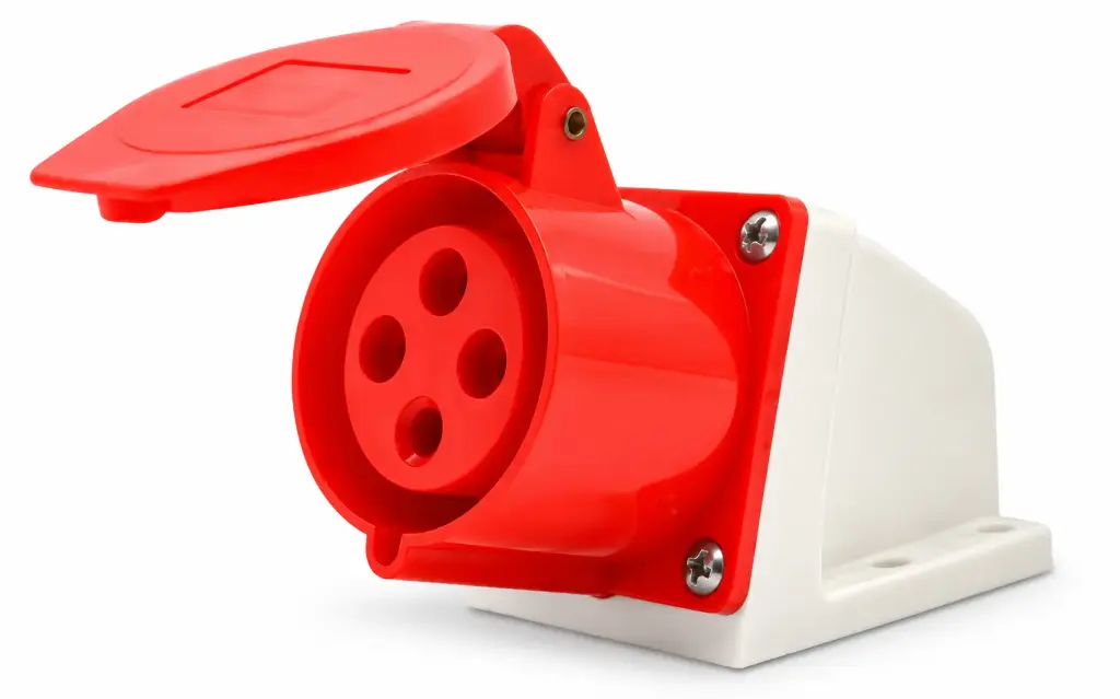 INDUSTRIAL FEMALE SOCKET 32AMP 4 PIN (RED AND WHITE)