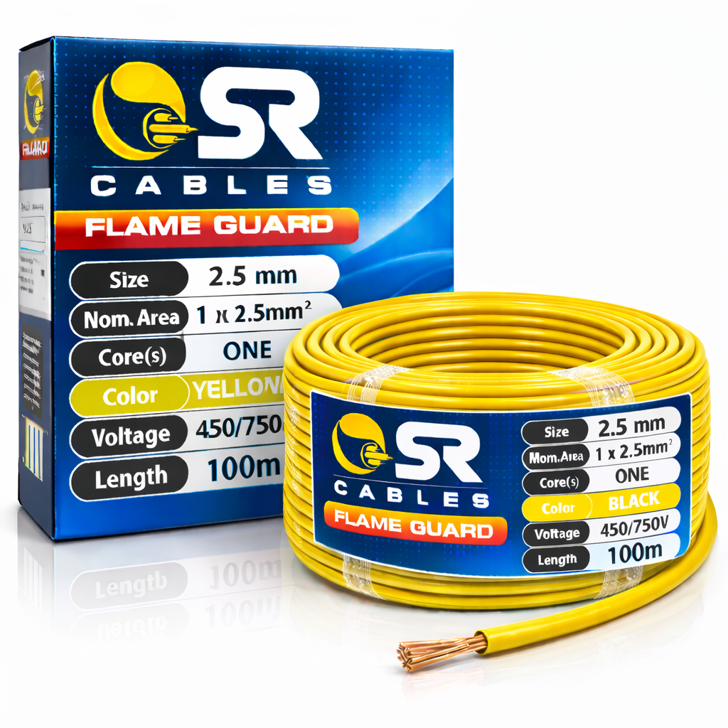 Electric Cable 2.5mm Yellow -100 Mtr (SR)