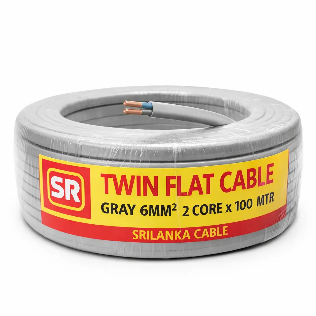TWIN FLAT CABLE GRAY 6MM 2 CORE X 100 MTR (SR)