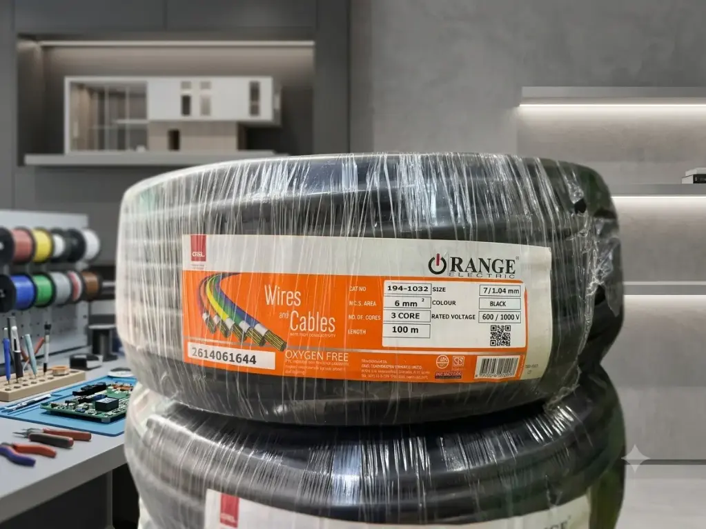 ROUND CABLE BLACK 6MM 3 CORE X 100 MTR (ORANGE XK-07104-SP3)