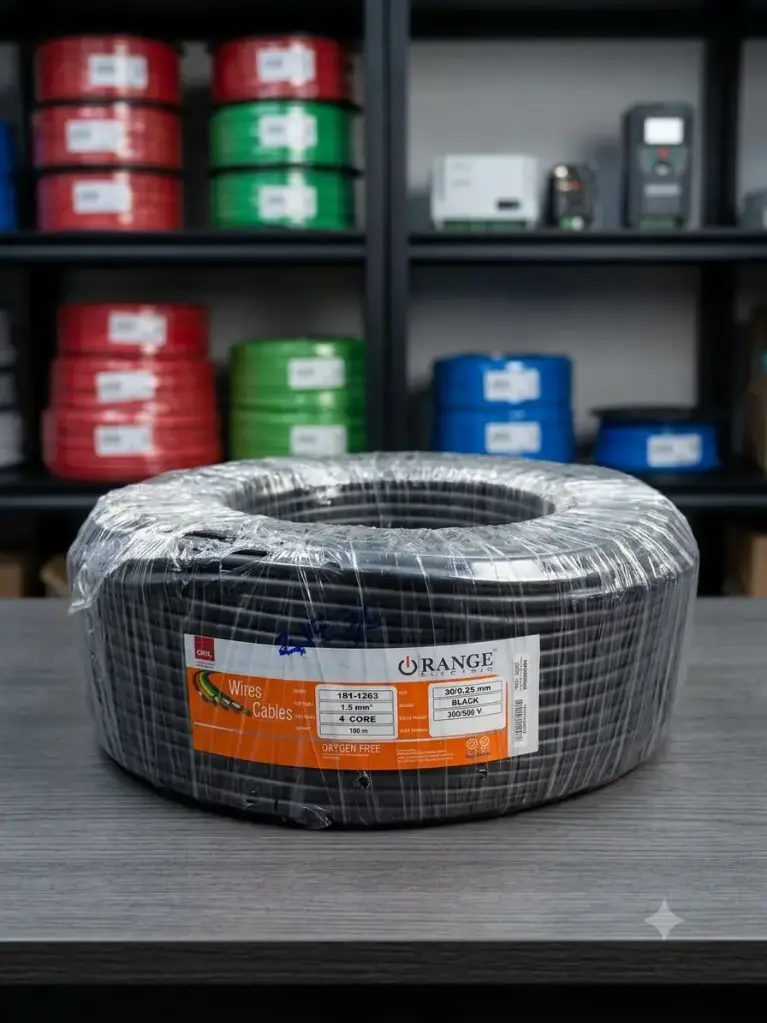 FLEXIBLE CABLE BLACK 1.5MM 4 CORE X 100 MTR (ORANGE XK-30254- FBK)