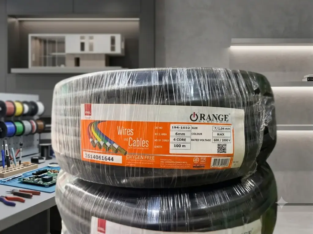 ROUND CABLE BLACK 6MM 4 CORE X 100 MTR (ORANGE XK-07104-SP4)