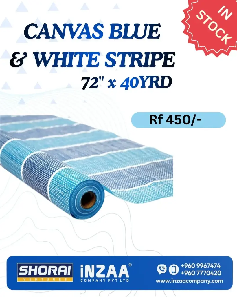 CANVAS BLUE & WHITE STRIPE 72" x 40YRD