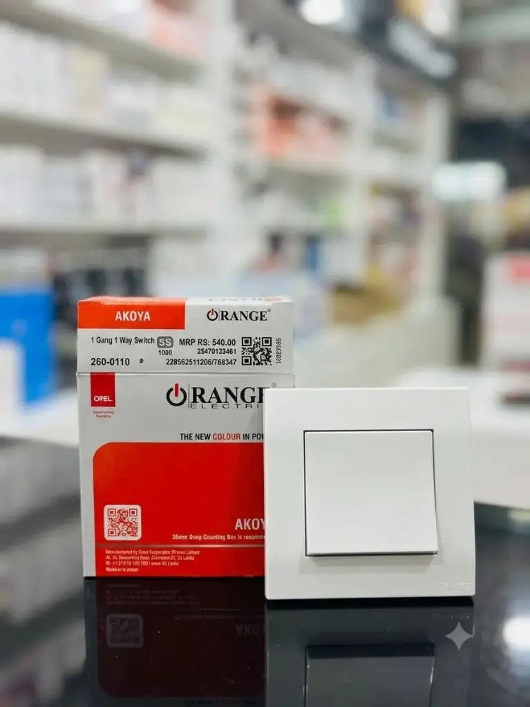 ORANGE AKOYA WHITE 16A 1 GANG 1 WAY SWITCH (260-0110)