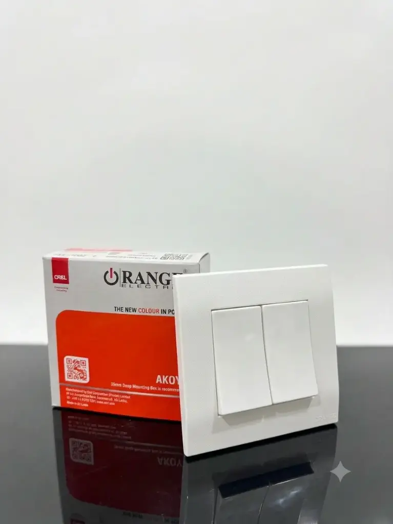 ORANGE AKOYA WHITE 16A 2 GANG 1 WAY SWITCH (260-0120)