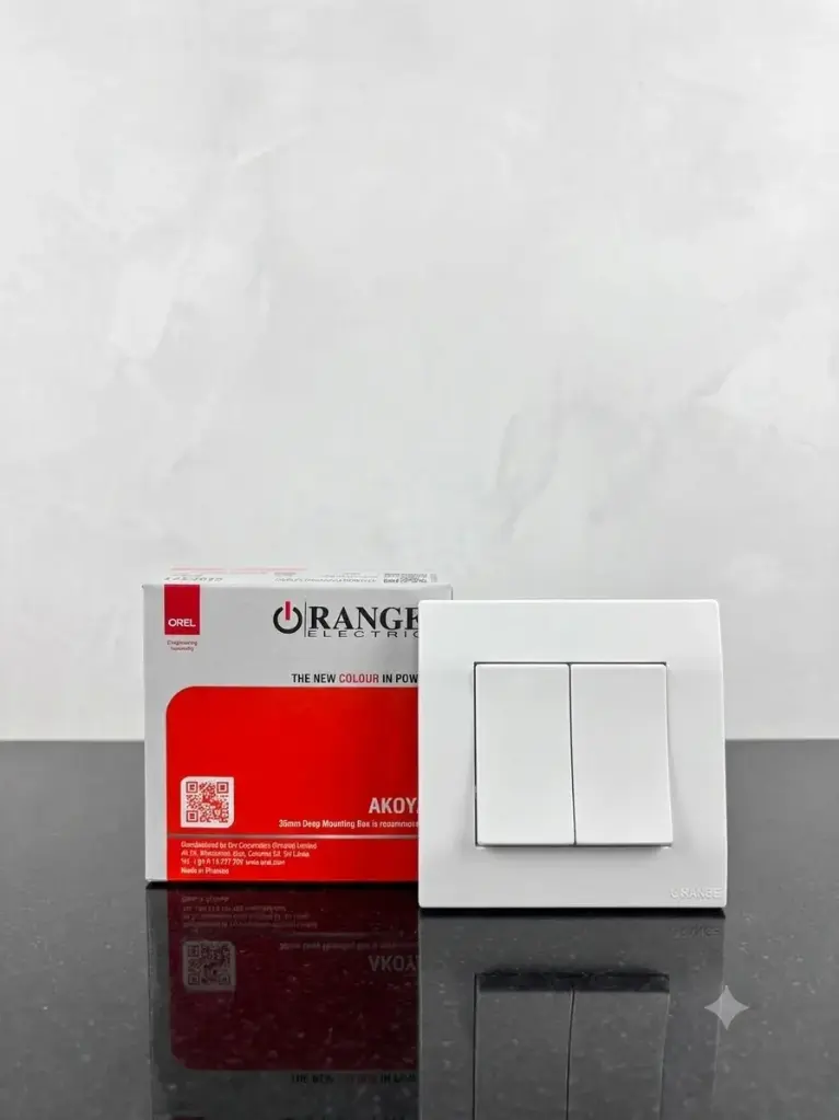 ORANGE AKOYA WHITE 16A 2 GANG 2 WAY SWITCH (260-0220)
