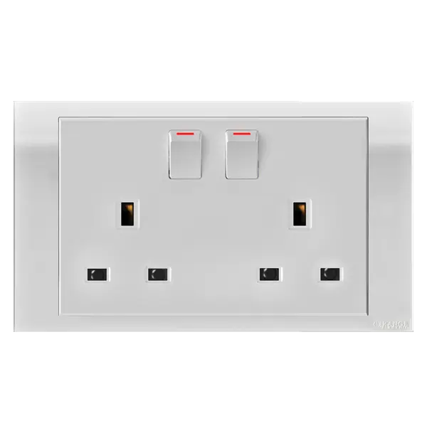 ORANGE AKOYA 13A TWIN SOCKET 2 GANG