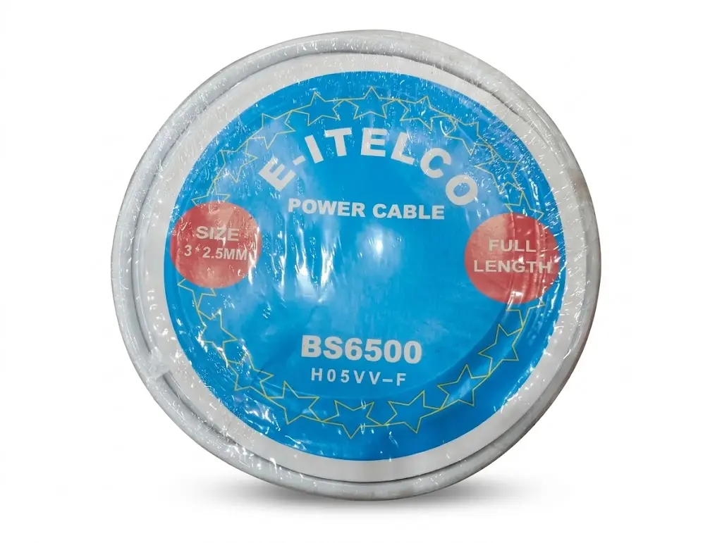 E-ITELCO FLEXIBLE POWER CABLE WHITE 2.5MM 3 CORE X 50YRD (BS6500)