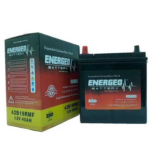 ENERGEO MF BATTERY 12V 40AH 42B19R CCA:300amp (L-7.36", W-5", H-7.83")