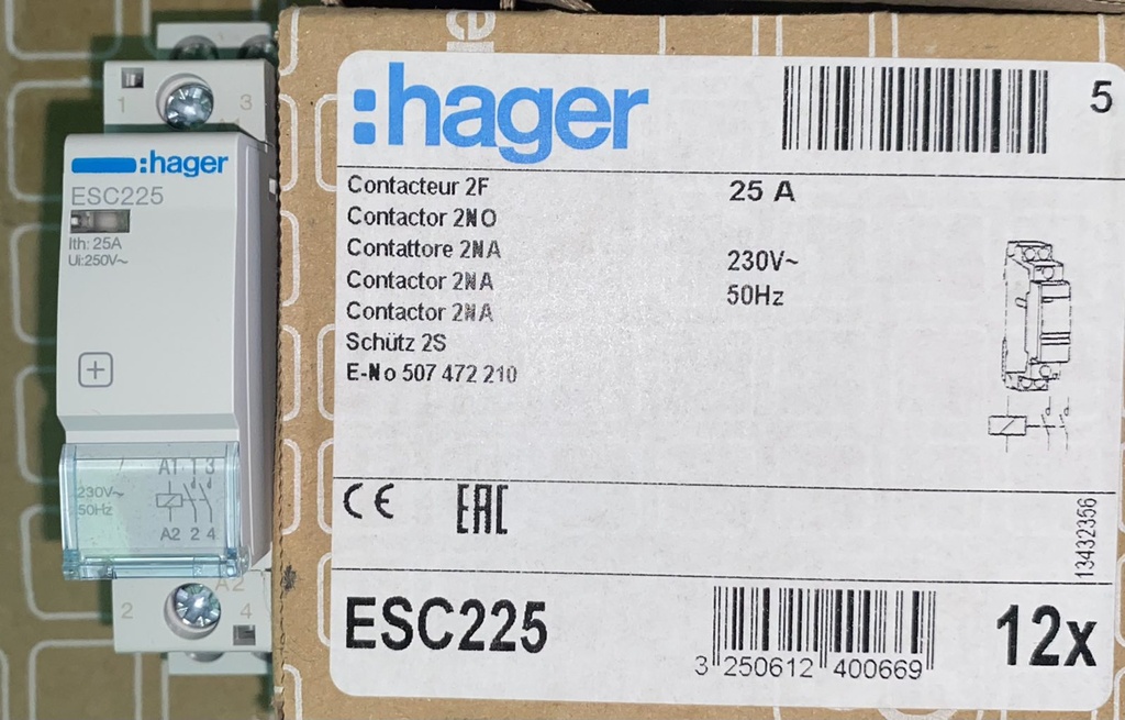 HAGER CONTACTOR 25A (ESC225)