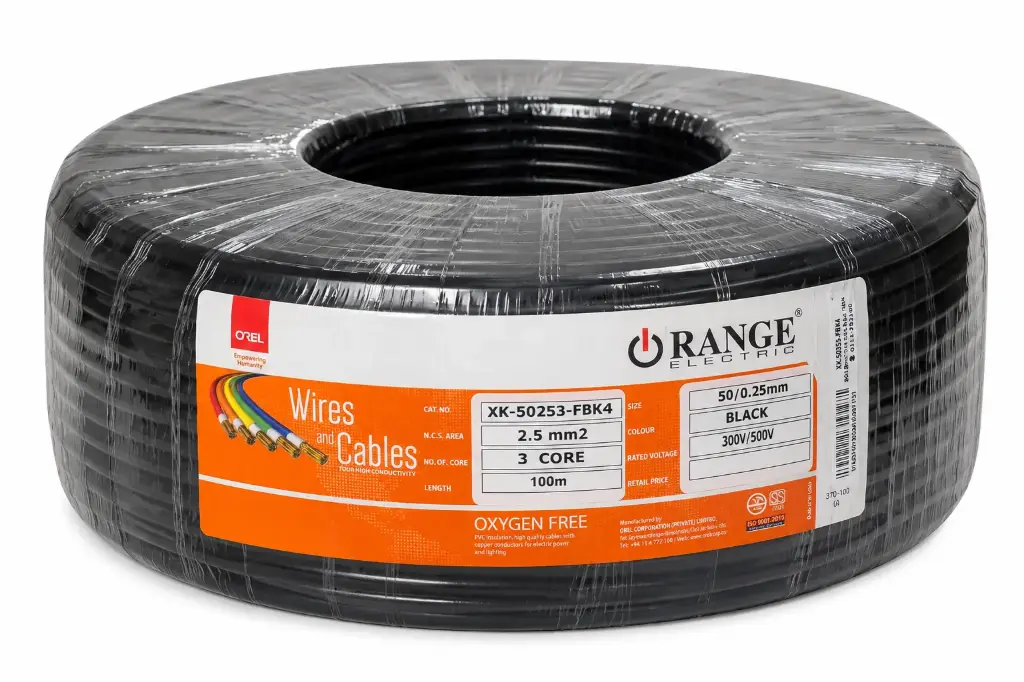 FLEXIBLE CABLE BLACK 2.5MM 3 CORE X 100 MTR (ORANGE XK-50253- FBK4)