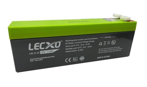 [1238] LECXO Sealed Rechargeable Battery - 12V 2.6AH (L-7.00", W-1.38", H-2.60")