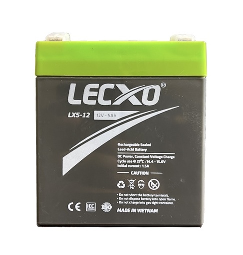 [1239] LECXO Sealed Rechargeable Battery - 12V 5AH (L-3.54", W-2.76", H-4.21")