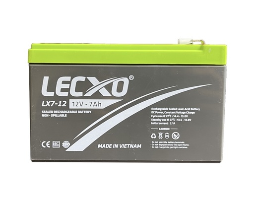 [1240] LECXO Sealed Rechargeable Battery - 12V 7AH (L-5.95", W-2.56", H-3.92")