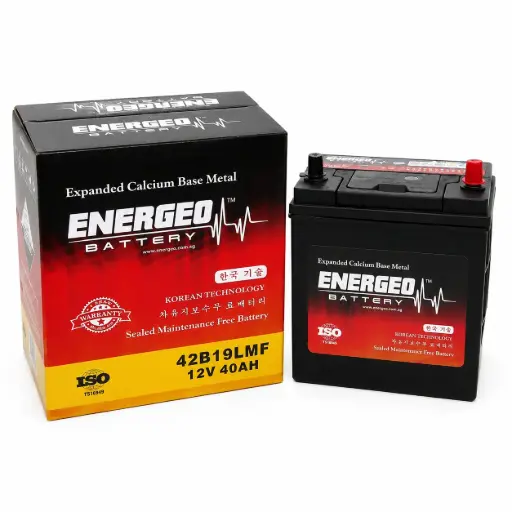 [1021] ENERGEO MF BATTERY 12V 40AH 42B19L CCA:300amp (L-7.36", W-5", H-7.83")