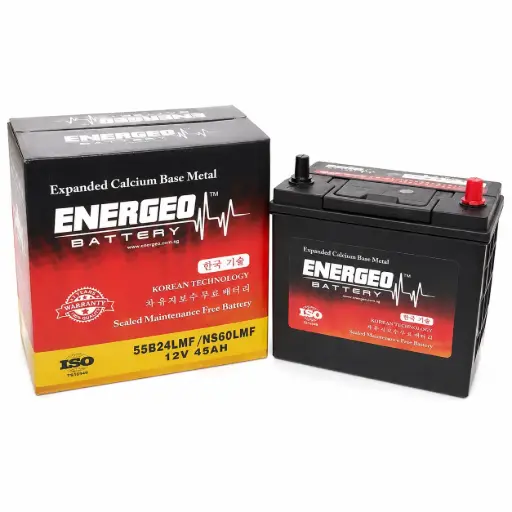 [1170] ENERGEO MF BATTERY 12V 45AH 55B24L CCA:380amp (L-9.29", W-5.03", H: 7.87")