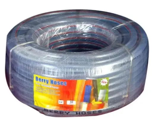 [1499] BERRY PVC Braided Hose Blue & Clear 1/2" -50Mtr