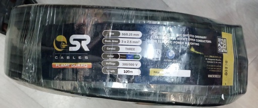 [1357] FLEXIBLE CABLE BLACK 1.5MM 3 CORE X 100 MTR (SR)