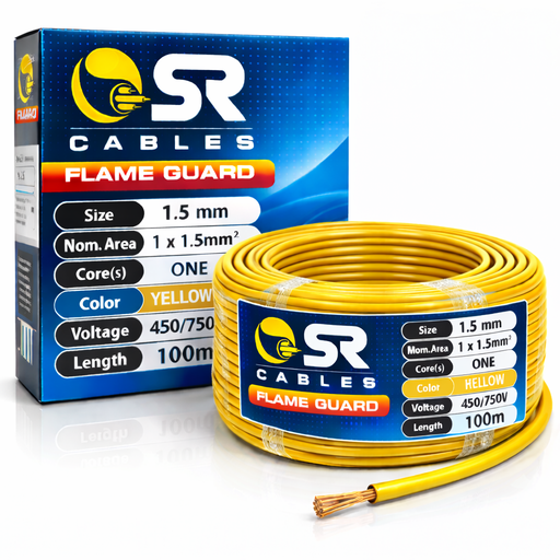 [1396] Electric Cable 1.5mm Yellow - 100 Mtr (SR)