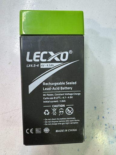 [1405] LECXO Sealed Rechargeable Battery - 4V 4.5AH (L-1.89", W-2.07", H-3.70")