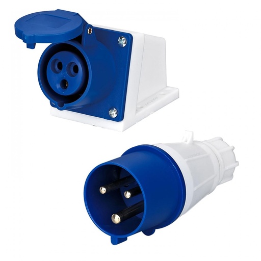 [1033] INDUSTRIAL SOCKET 16AMP 3 PIN (BLUE AND WHITE)