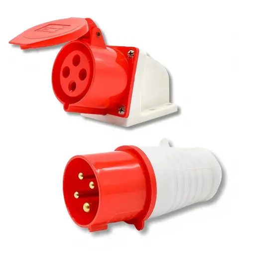 [1049] INDUSTRIAL SOCKET 32AMP 4 PIN (RED AND WHITE)