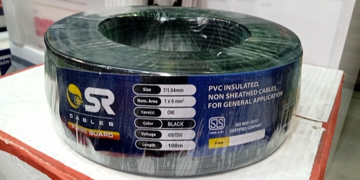 [1435] Electric Cable 6mm Black - 100 Mtr (SR)