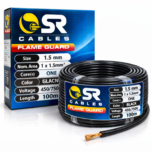 [1438] Electric Cable 1.5mm Black - 100Mtr (SR)
