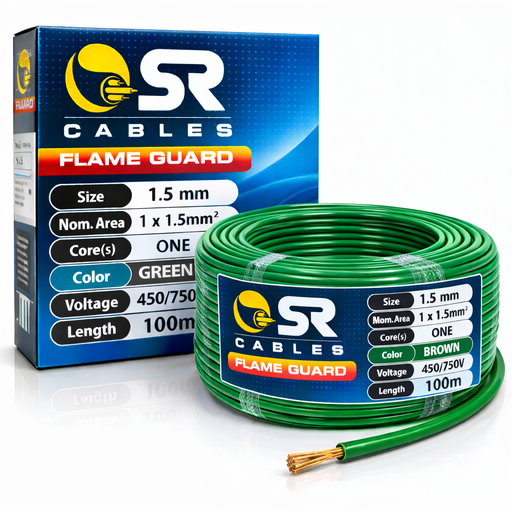 [1439] Electric Cable 1.5mm Green - 100Mtr (SR)