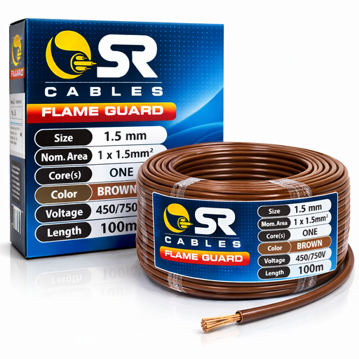 [1461] Electric Cable 1.5mm Brown - 100Mtr (SR)