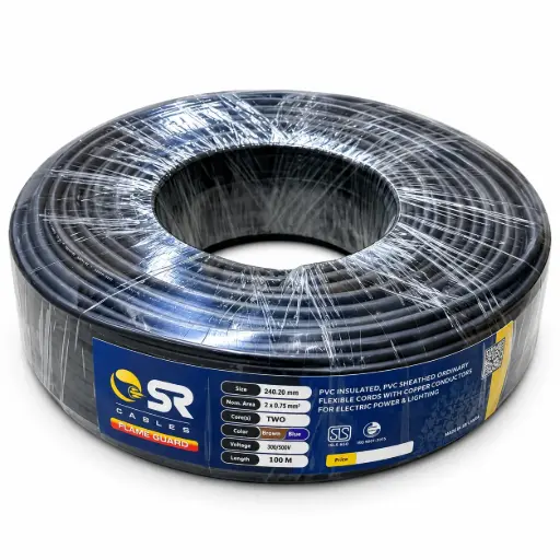 [1137] FLEXIBLE CABLE BLACK 0.75MM 2 CORE X 100 MTR (SR)