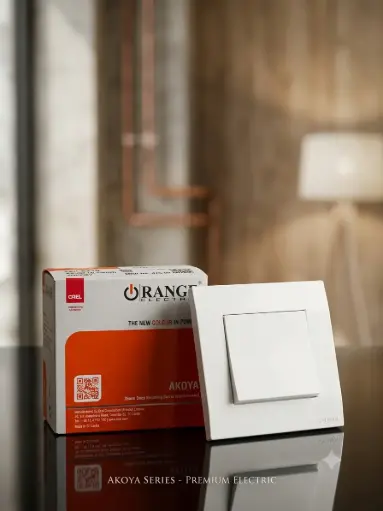 [1510] ORANGE AKOYA WHITE 16A 1 GANG 2 WAY SWITCH (260-0210)